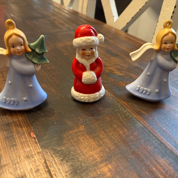 Vintage 1979 and 1980 Goebel Annual Christmas Ornament ~ 2 Angels and Mrs. Claus - Picture 1 of 7